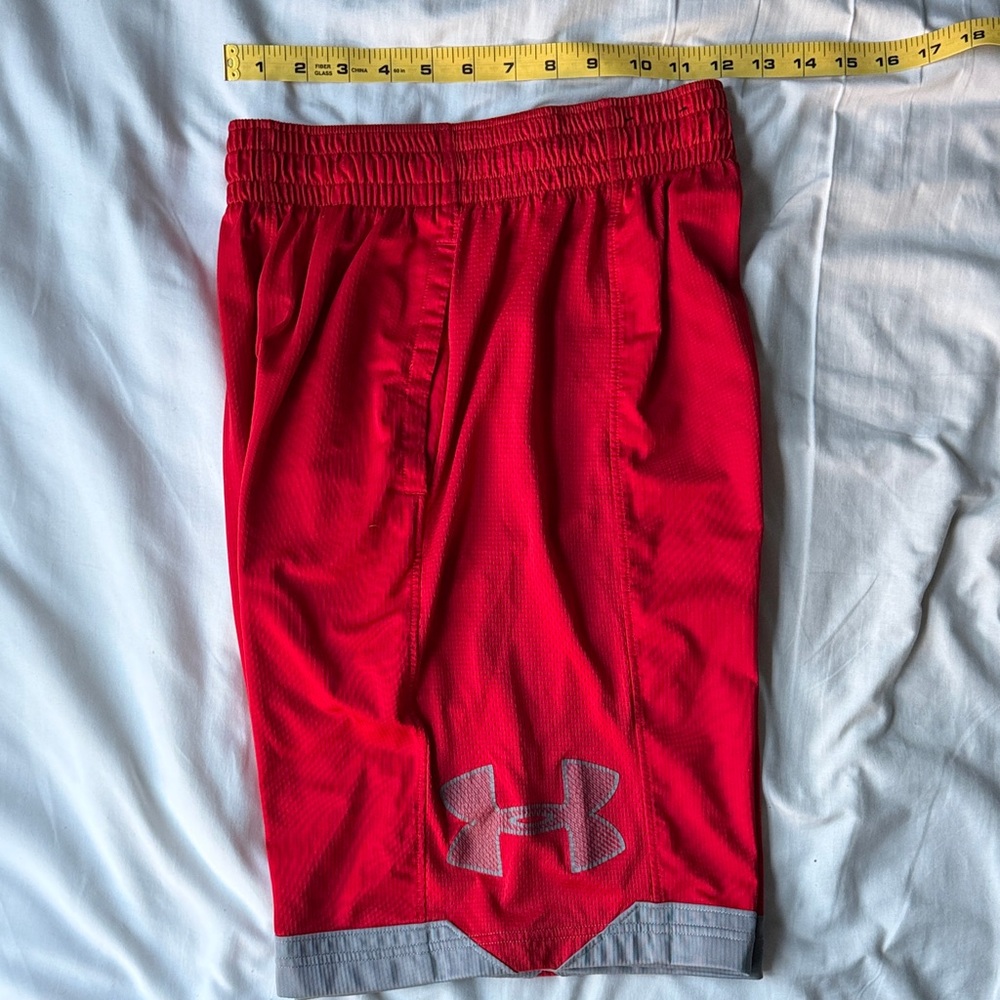 Under Armour Men's Athletic Shorts in Red and Gray - Picture 2 of 4